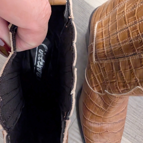 L'intervalle/Brown Croc-Embossed Ankle Boots Sz 38 - Picture 5 of 6